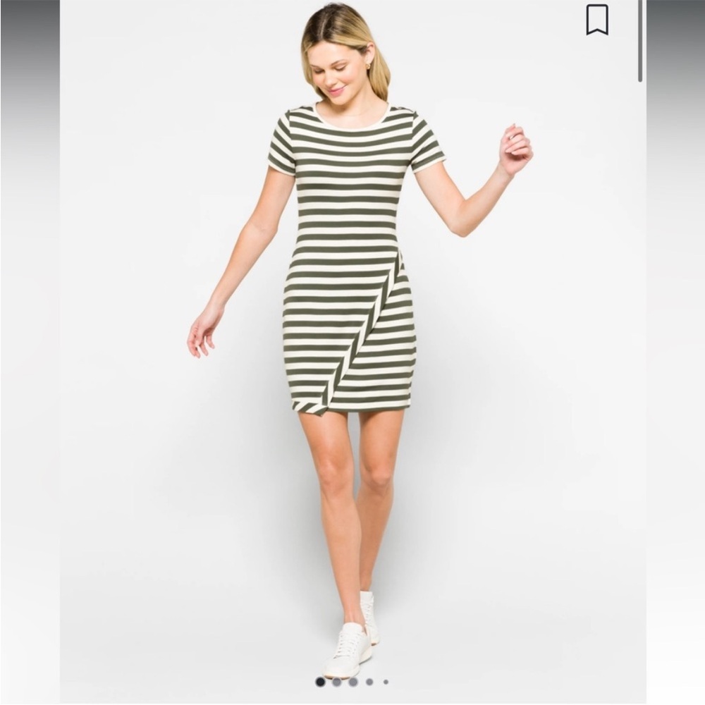 Market & Spruce Brigette dress in Olive —Striped Mini Dress